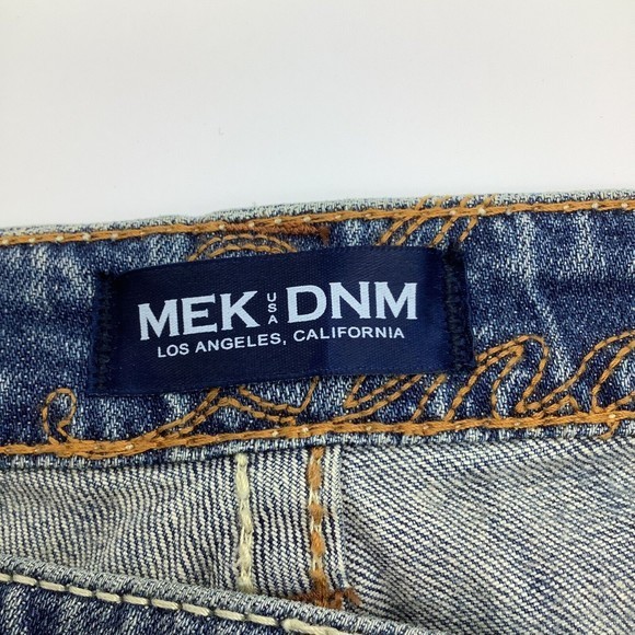 MEK DNM Womens OAXACA Jeans Blue Distressed Embroidered Pockets Size 32‎ x 34 - Picture 7 of 10